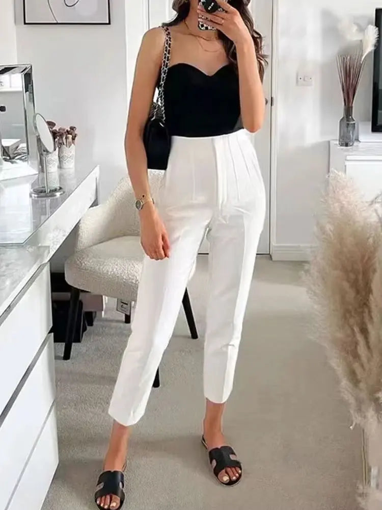Pantaloni Vintage a Vita Alta con Zip per Donna – Eleganti e Comodi