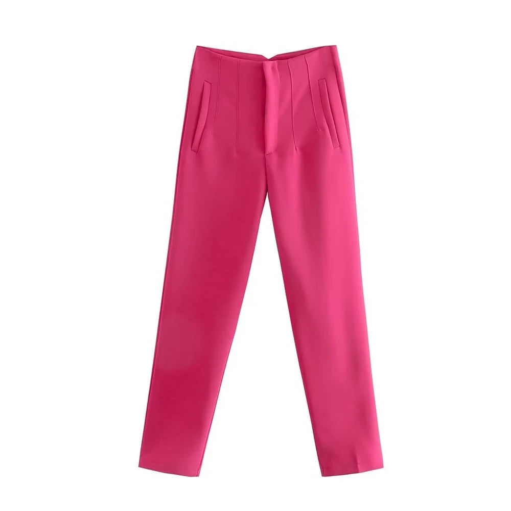 Pantaloni Vintage a Vita Alta con Zip per Donna - Eleganti e Comodi