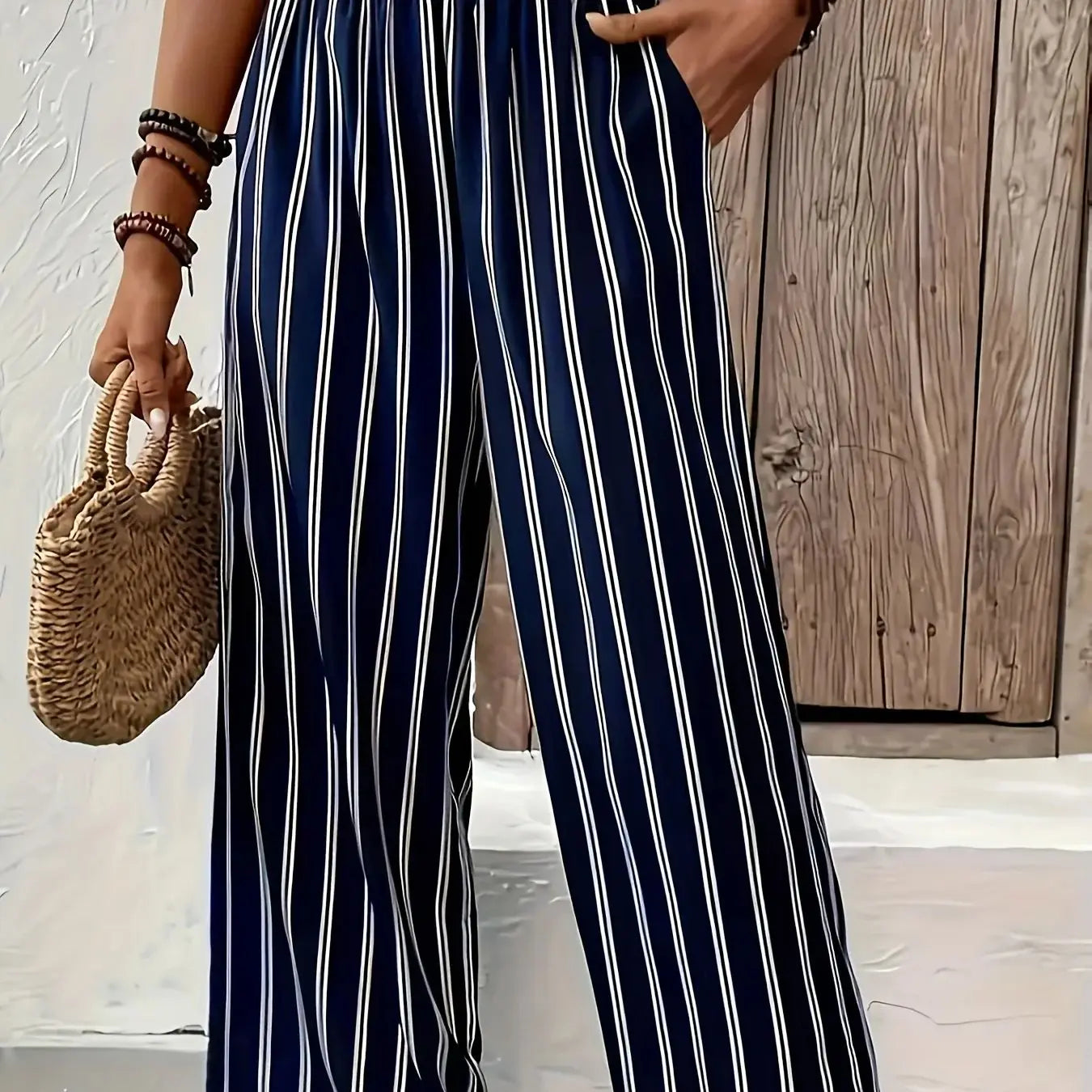 Pantaloni Donna a Gamba Larga, Vita Alta, Comodi e Casual Primavera Estate