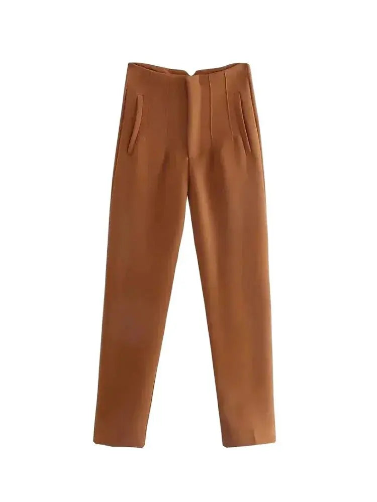 Pantaloni Vintage a Vita Alta con Zip per Donna – Eleganti e Comodi