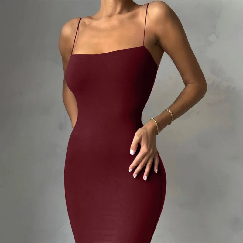 Abito Estivo Donna Sexy ed Elegante Bodycon Senza Maniche e Schiena Scoperta
