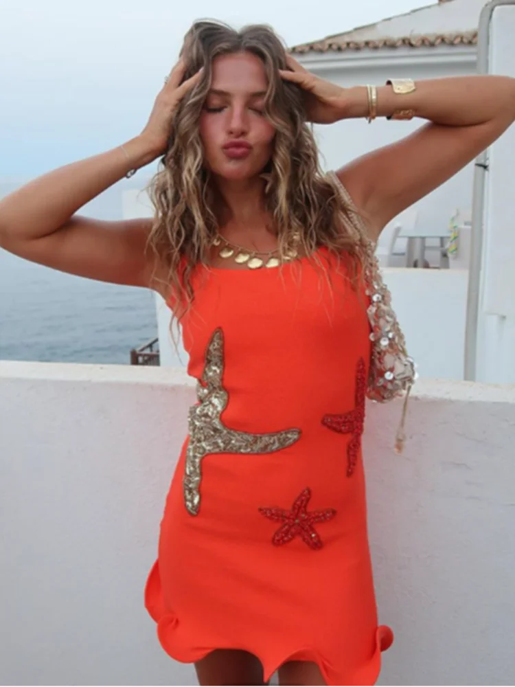 Mini Abito Donna Sexy con Paillettes, Schiena Scoperta, Elegante & Chic