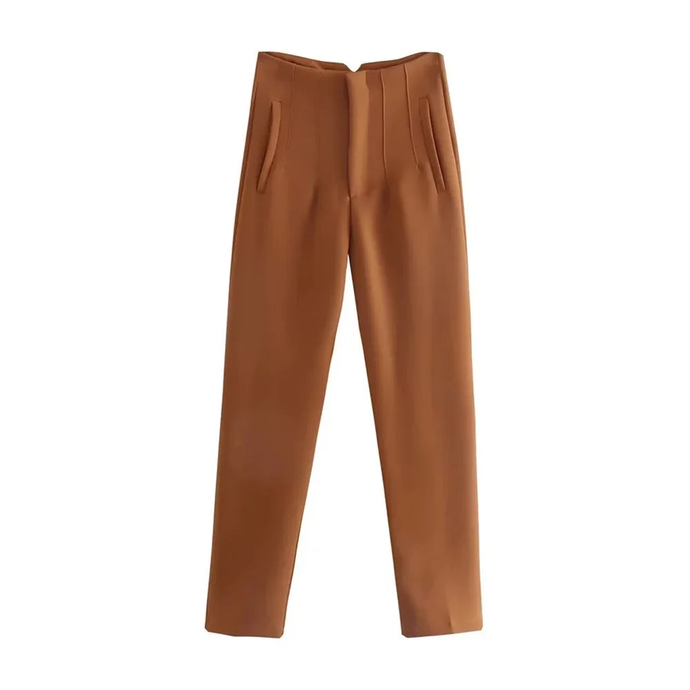 Pantaloni Vintage a Vita Alta con Zip per Donna – Eleganti e Comodi