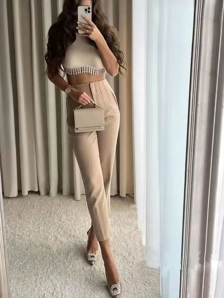 Pantaloni Vintage a Vita Alta con Zip per Donna – Eleganti e Comodi