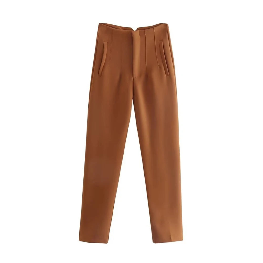 Pantaloni Vintage a Vita Alta con Zip per Donna - Eleganti e Comodi