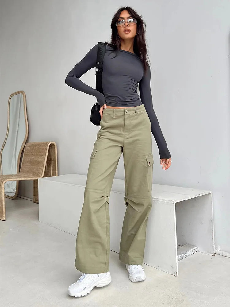 Maglia Donna Manica Lunga Slim Fit Primaverile Autunnale Streetwear