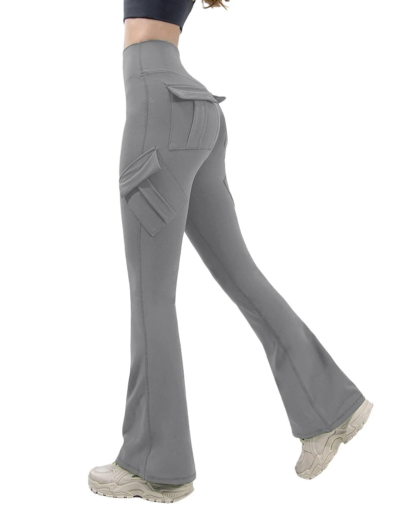 Leggings Donna a Gamba Larga con Pockets e Alta Stretch per Fitness e Yoga