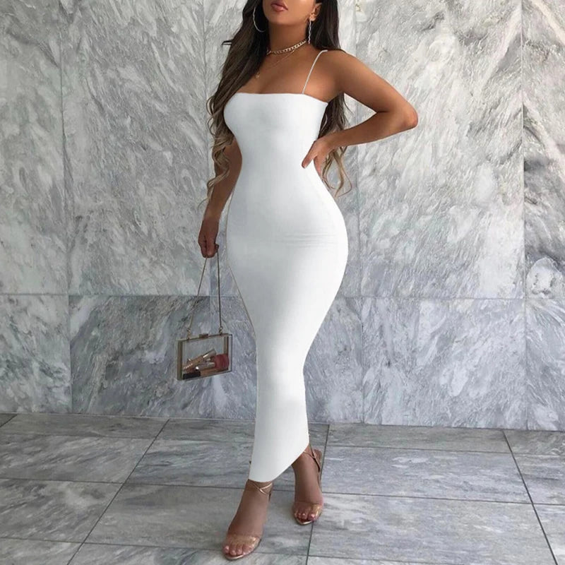 Abito Estivo Donna Sexy ed Elegante Bodycon Senza Maniche e Schiena Scoperta
