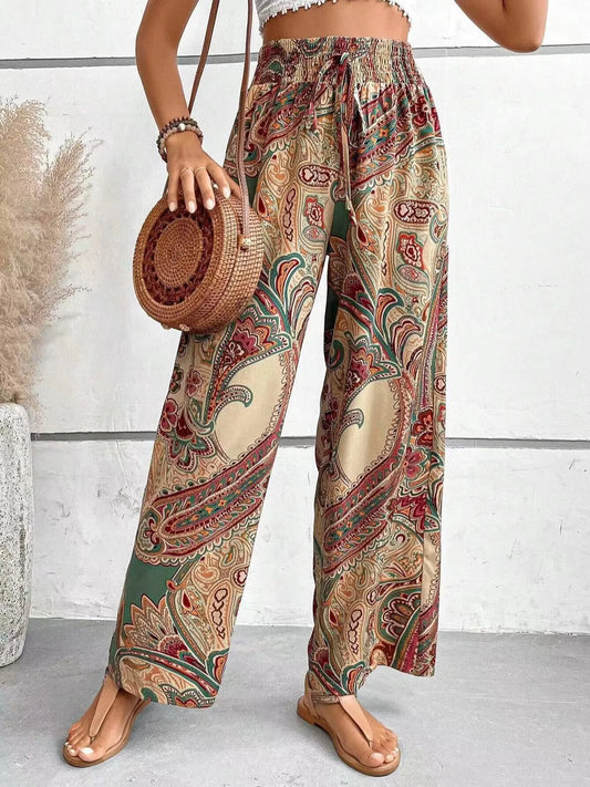 Pantaloni Donna Vintage a Gamba Larga – Vita Alta Casual