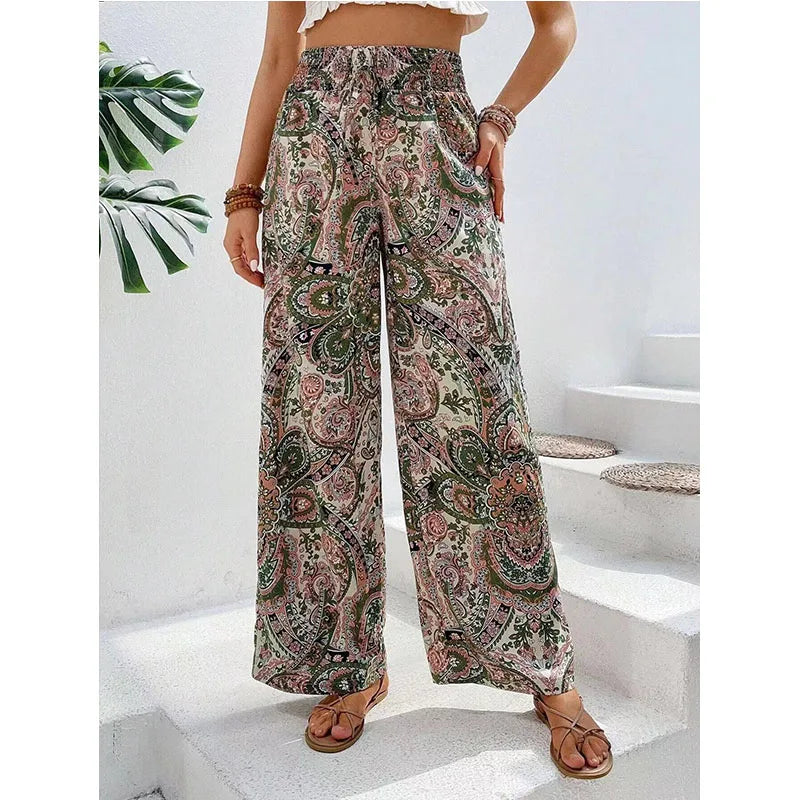 Pantaloni Donna Vintage a Gamba Larga – Vita Alta Casual