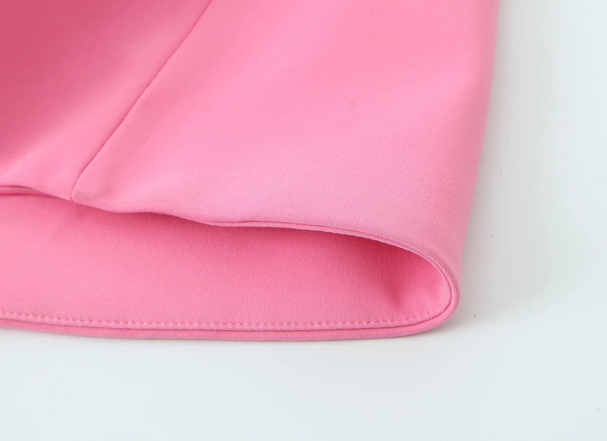 Vestito Rosa Elegante Donna con Spalline Sottili Stile Semplice 2025