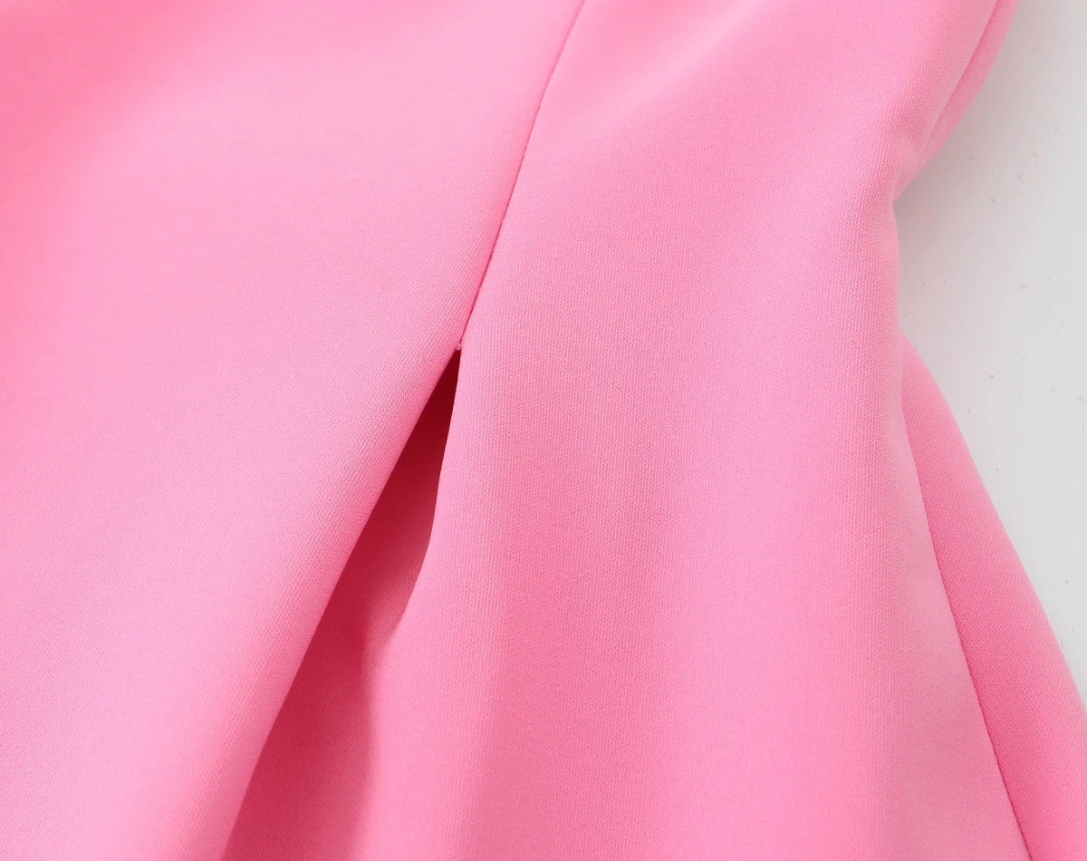 Vestito Rosa Elegante Donna con Spalline Sottili Stile Semplice 2025