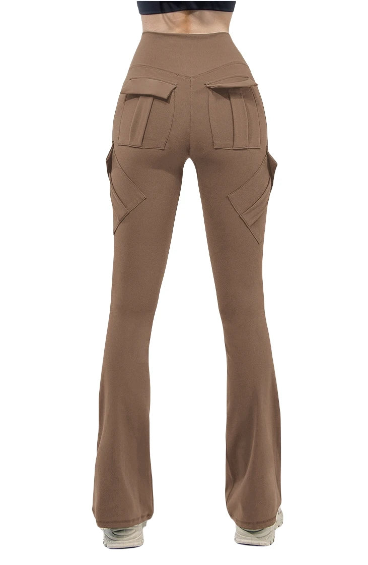 Leggings Donna a Gamba Larga con Pockets e Alta Stretch per Fitness e Yoga