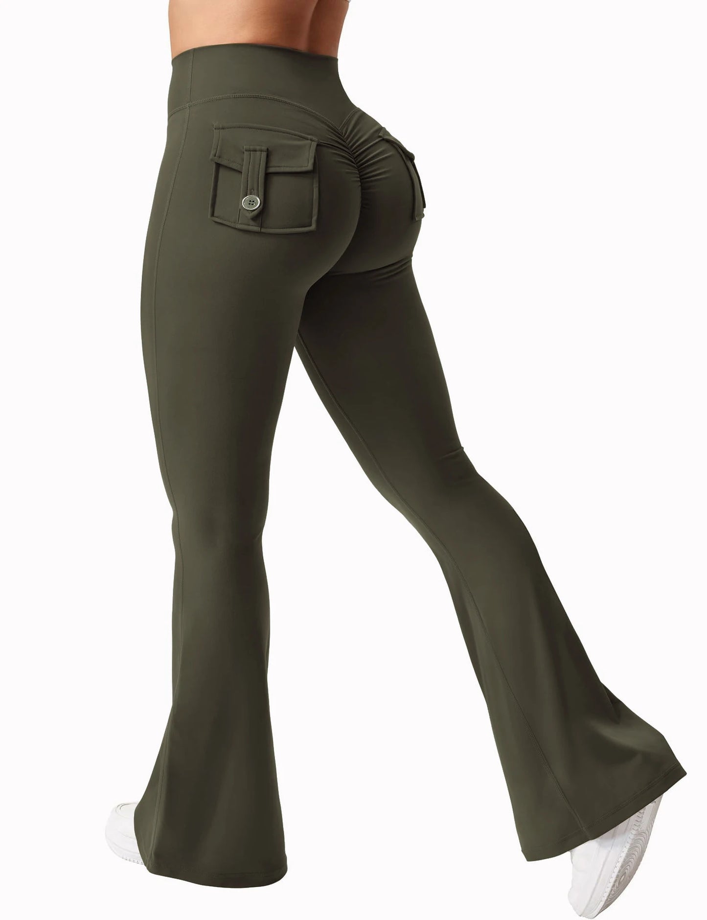 Leggings Donna a Gamba Larga con Pockets e Alta Stretch per Fitness e Yoga