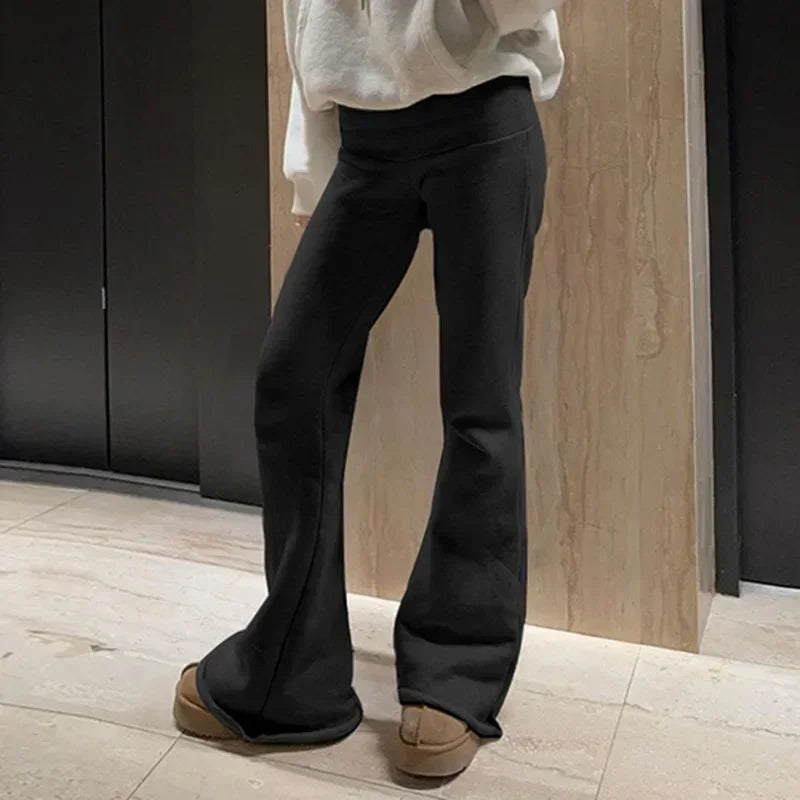 Pantaloni a Zampa Vita Bassa Donna Y2K Casual Sexy Slim Moda 2024