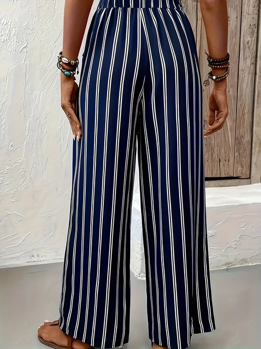 Pantaloni Donna a Gamba Larga, Vita Alta, Comodi e Casual  Primavera Estate