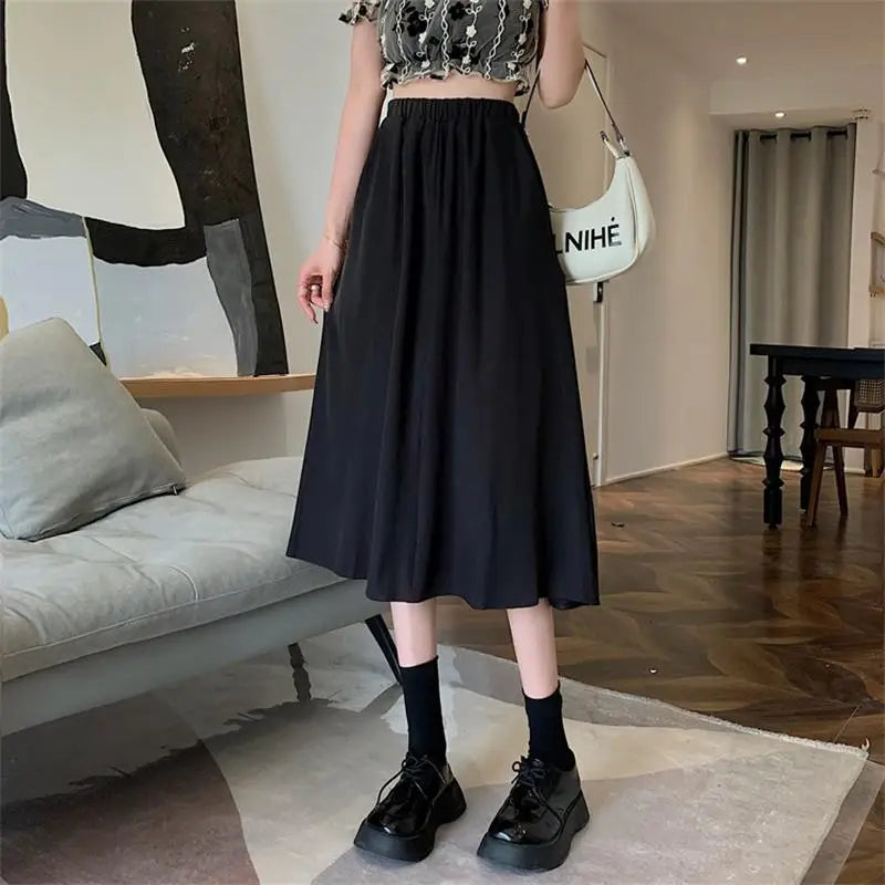 Gonna Lunga Donna 2024 a Pieghe Stile Vintage Floreale Vita Elastica