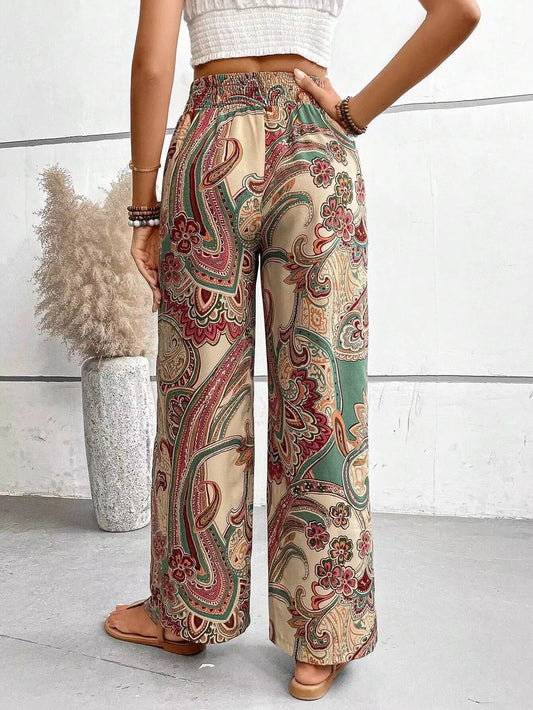 Pantaloni Donna Vintage a Gamba Larga – Vita Alta Casual